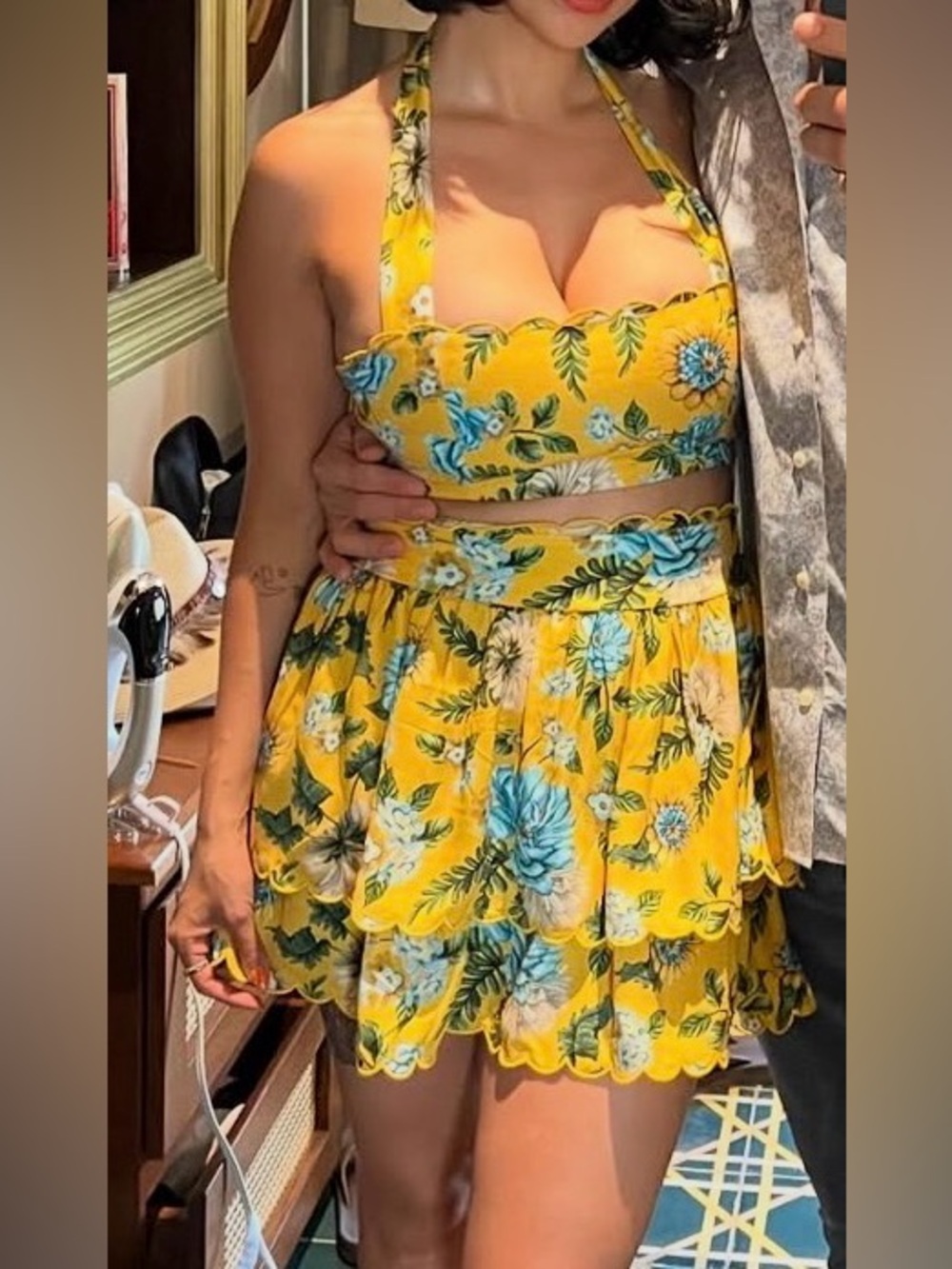 Agua Bendita Mini skirt set. Rhea top and Cooper Mini skirt yellow